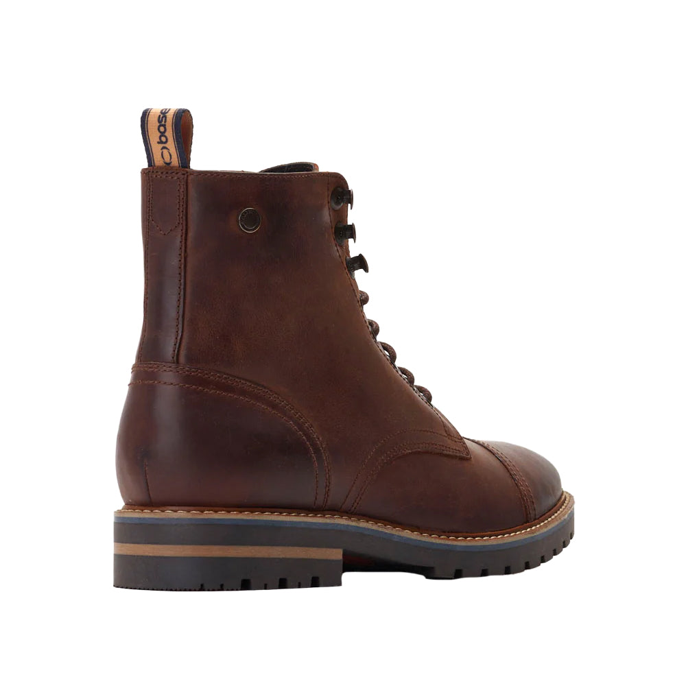 Brown - Back - Base London Mens Sparrow Leather Ankle Boots