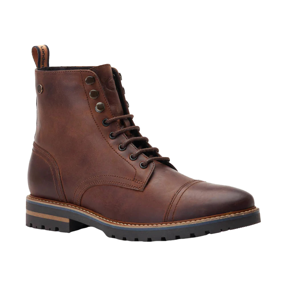 Brown - Front - Base London Mens Sparrow Leather Ankle Boots