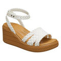 Chalk - Front - Crocs Womens-Ladies Brooklyn Ankle Strap Wedges