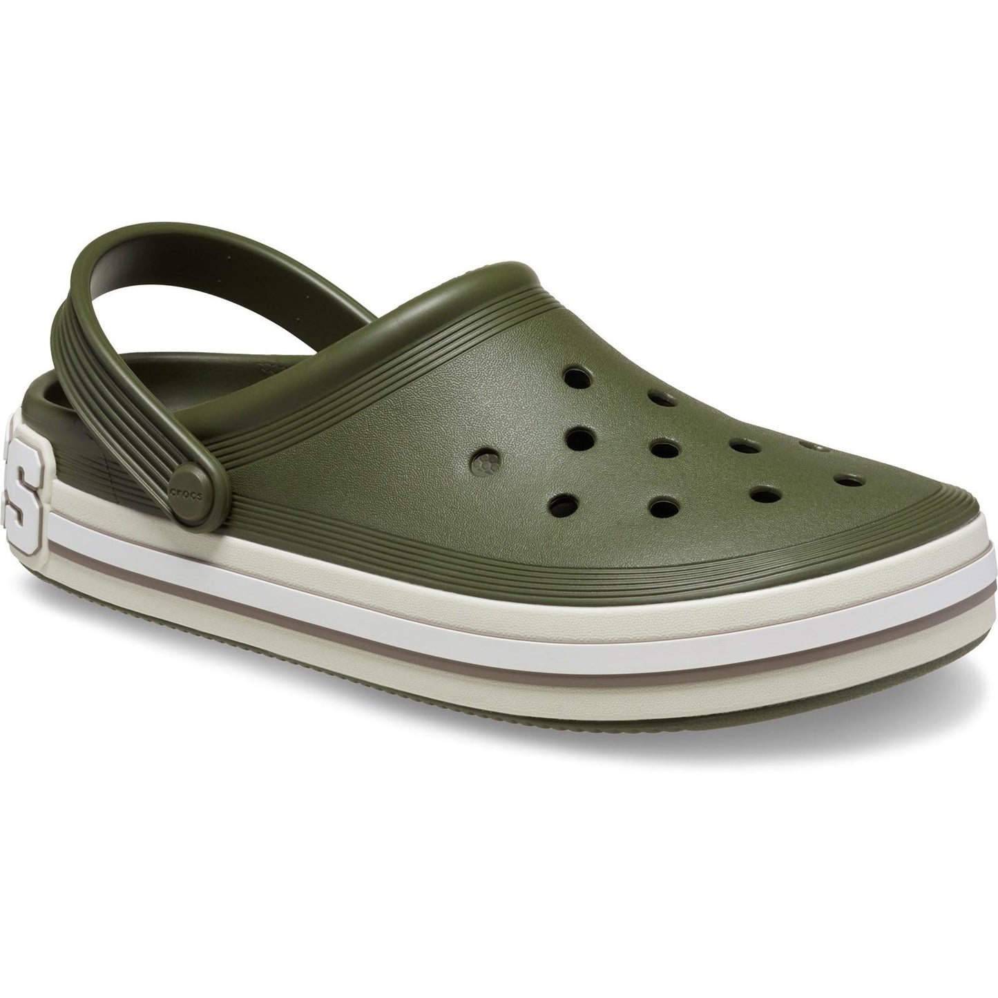 Army Green - Front - Crocs Unisex Adult Off Court Logo Clogs