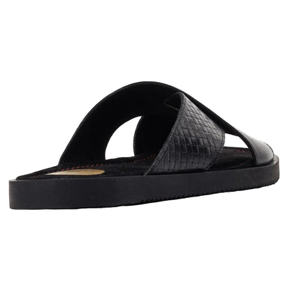 Black - Back - Base London Mens Astro Leather Slip-on Sandals
