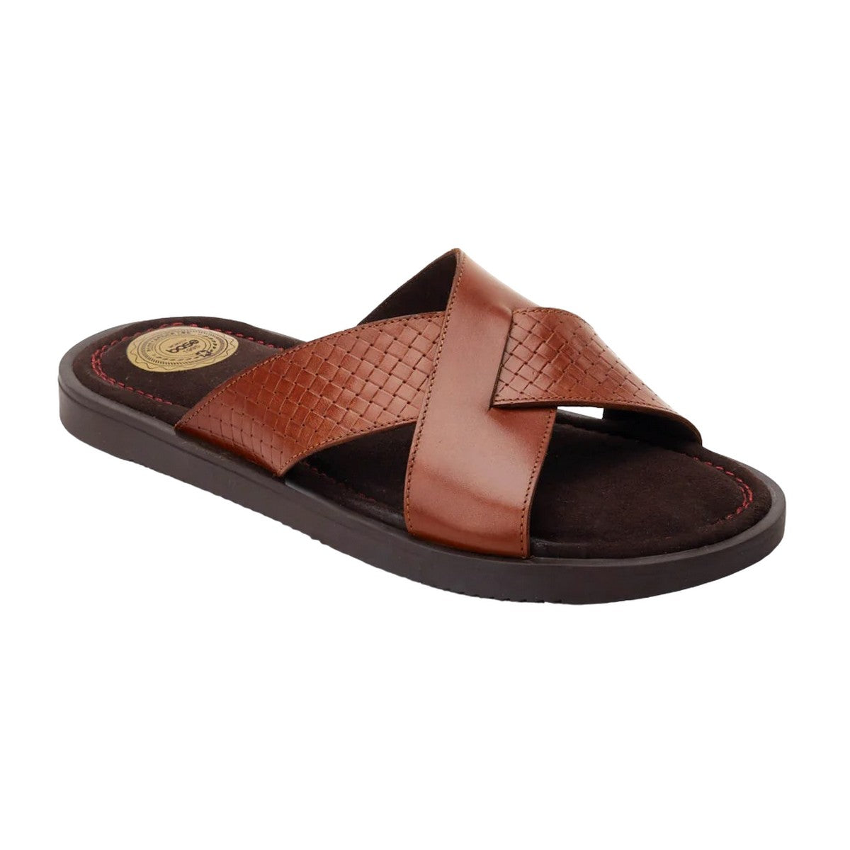 Burnt Tan - Front - Base London Mens Astro Leather Slip-on Sandals