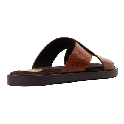 Burnt Tan - Back - Base London Mens Astro Leather Slip-on Sandals