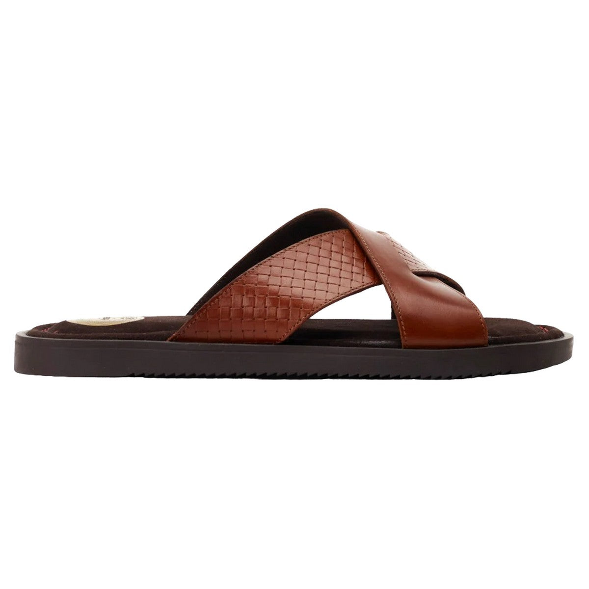 Burnt Tan - Side - Base London Mens Astro Leather Slip-on Sandals