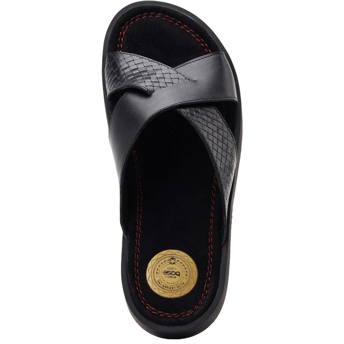 Black - Pack Shot - Base London Mens Astro Leather Slip-on Sandals