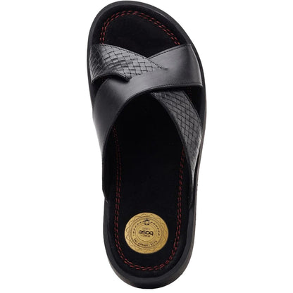Black - Pack Shot - Base London Mens Astro Leather Slip-on Sandals
