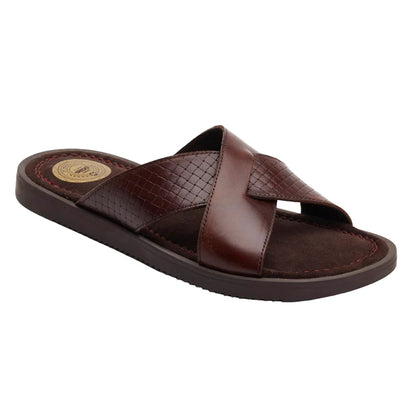 Burnt Brown - Front - Base London Mens Astro Leather Slip-on Sandals