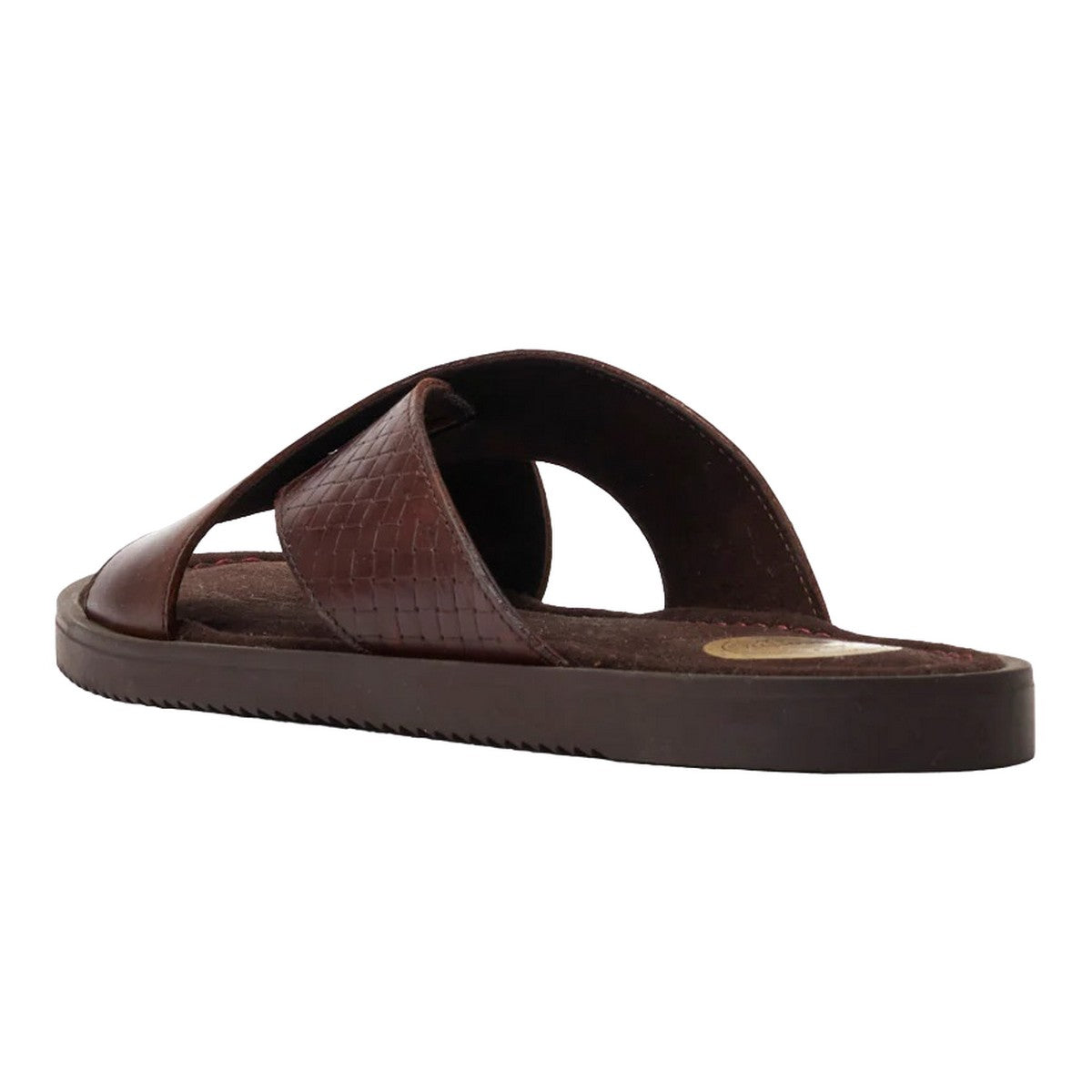 Burnt Brown - Back - Base London Mens Astro Leather Slip-on Sandals