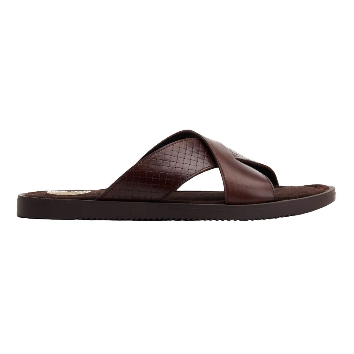Burnt Brown - Side - Base London Mens Astro Leather Slip-on Sandals