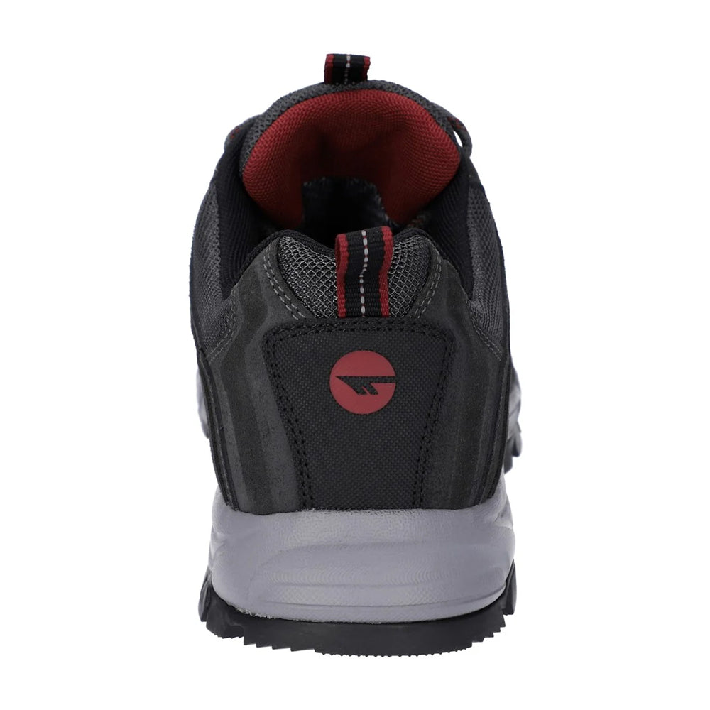 Graphite Grey-Dark Red - Back - Hi-Tec Mens Auckland Lite Suede Walking Shoes