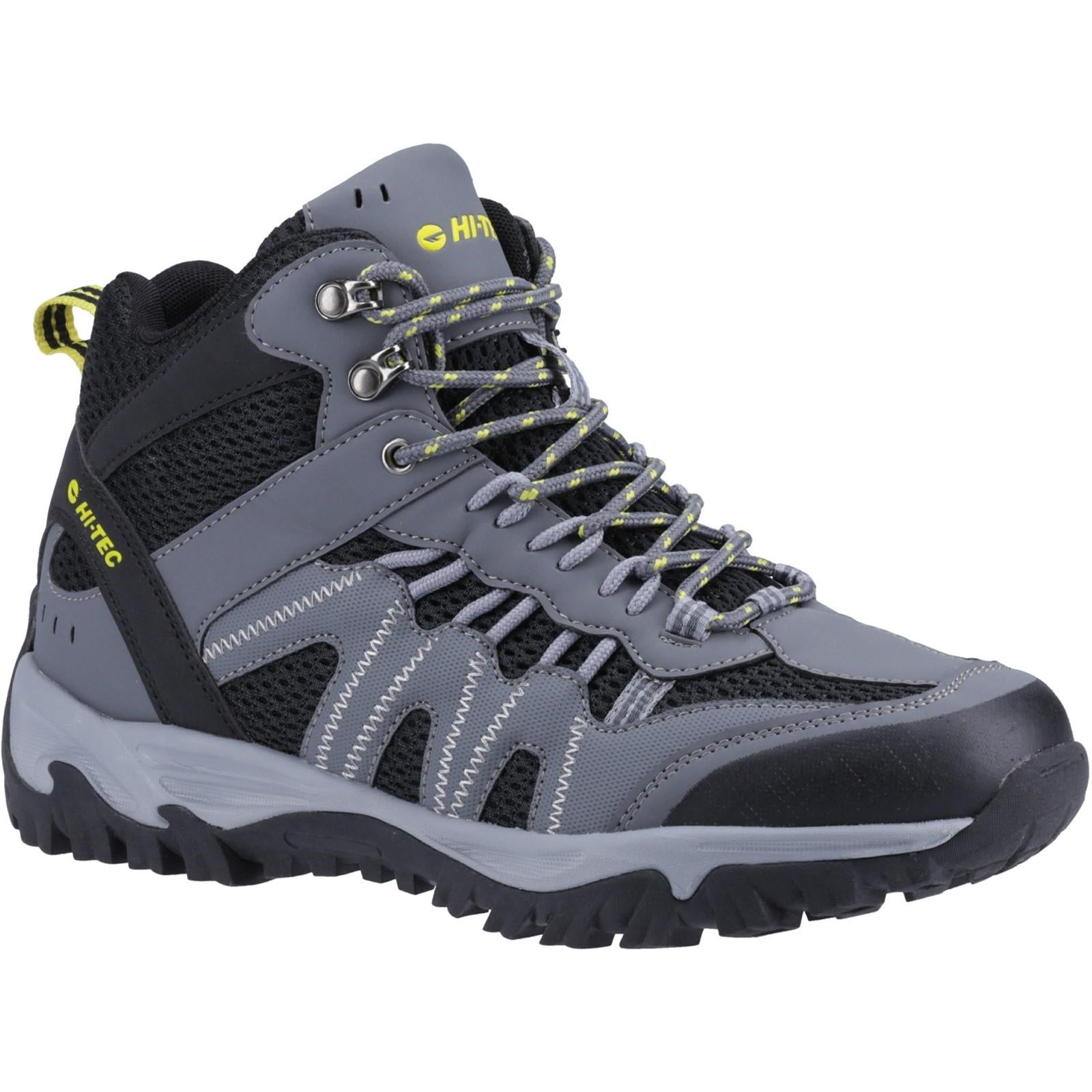 Graphite-Black-Citron - Front - Hi-Tec Mens Jaguar Mid Cut Boots