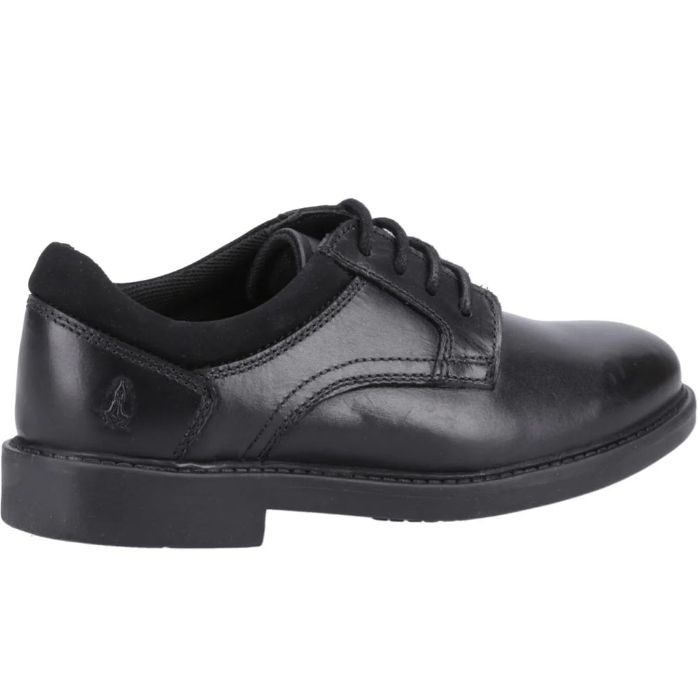 Black - Back - Hush Puppies Boys Tommy Leather School Shoes