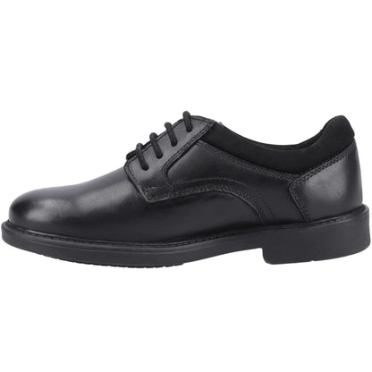 Black - Side - Hush Puppies Boys Tommy Leather School Shoes
