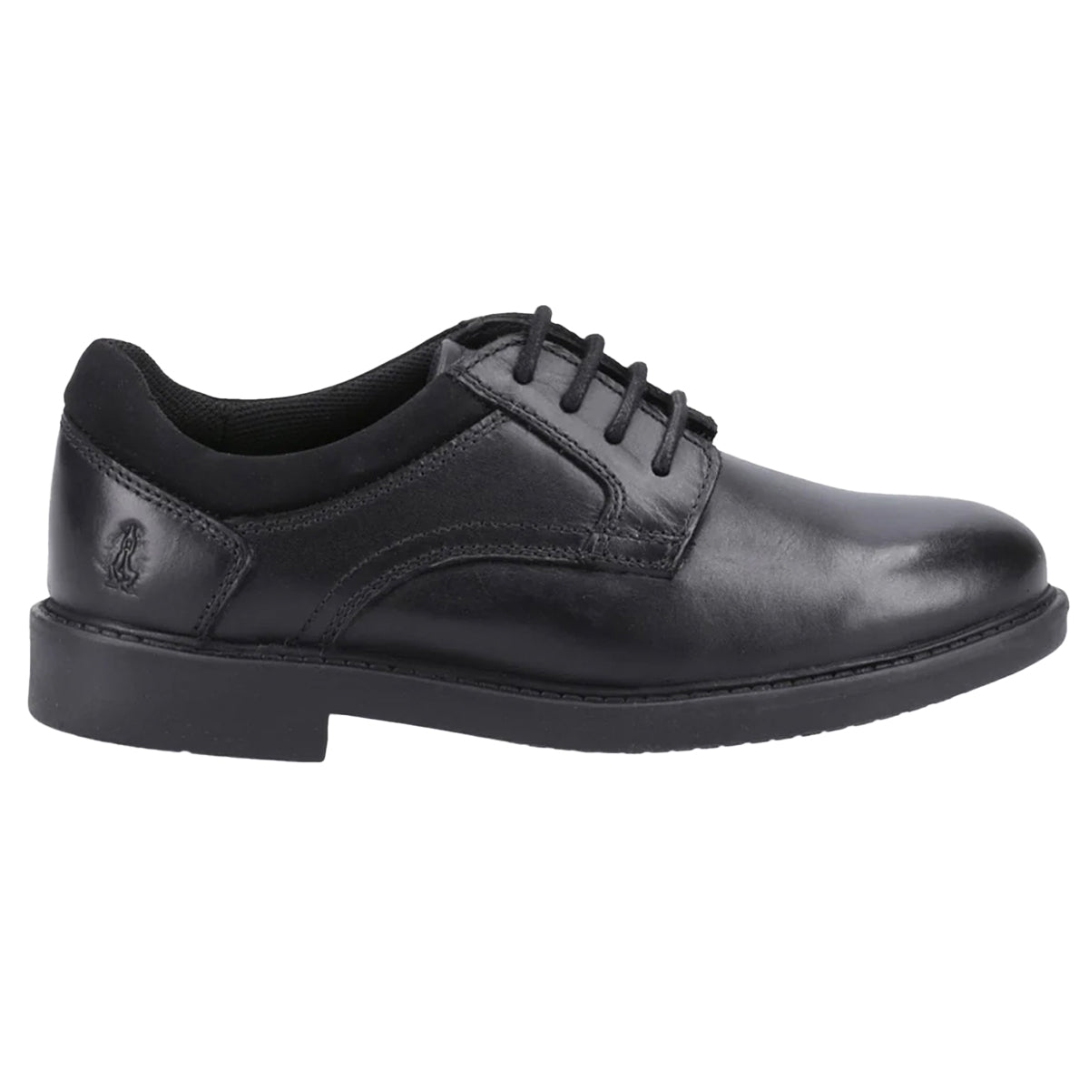 Black - Back - Hush Puppies Boys Tommy Leather School Shoes