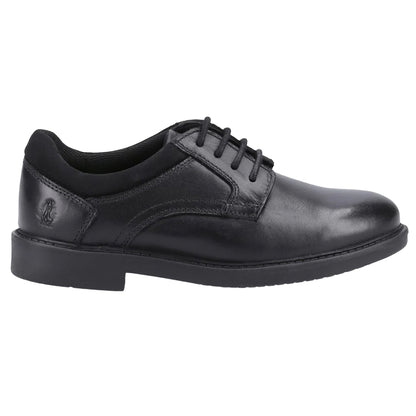 Black - Back - Hush Puppies Boys Tommy Leather School Shoes