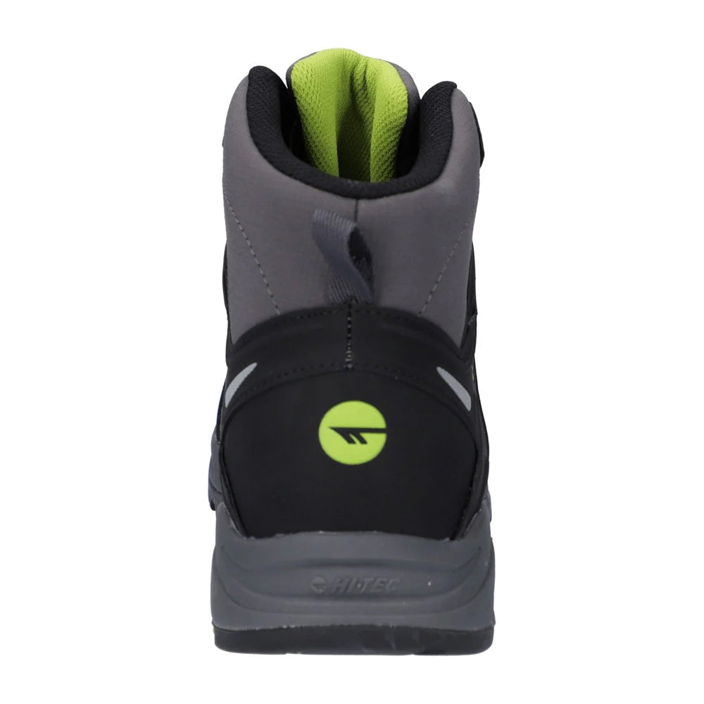 Dark Grey-Lime - Back - Hi-Tec Mens Psych V-Lite Walking Boots