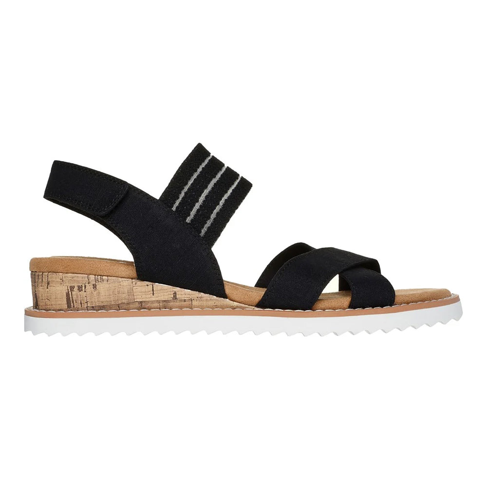 Black - Side - Skechers Womens-Ladies Desert Kiss Shore Enough Sandals