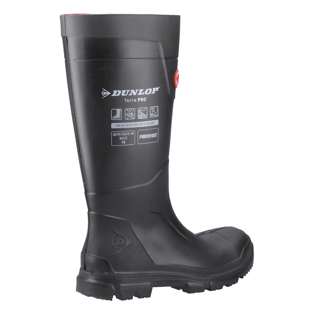 Black - Back - Dunlop Unisex Adult TerraPRO Safety Wellington Boots