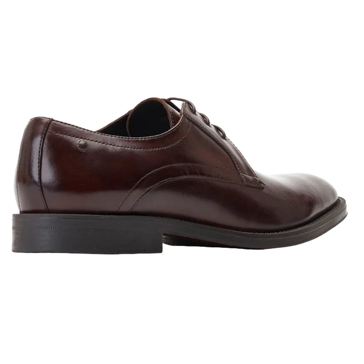 Dark Brown - Back - Base London Mens Hadley Waxy Leather Derby Shoes
