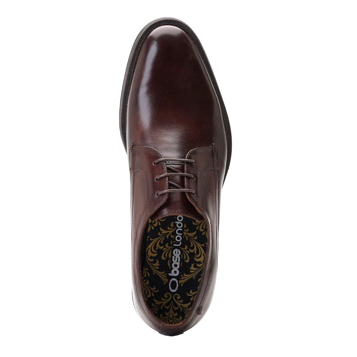 Dark Brown - Side - Base London Mens Hadley Waxy Leather Derby Shoes