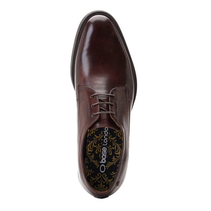 Dark Brown - Side - Base London Mens Hadley Waxy Leather Derby Shoes