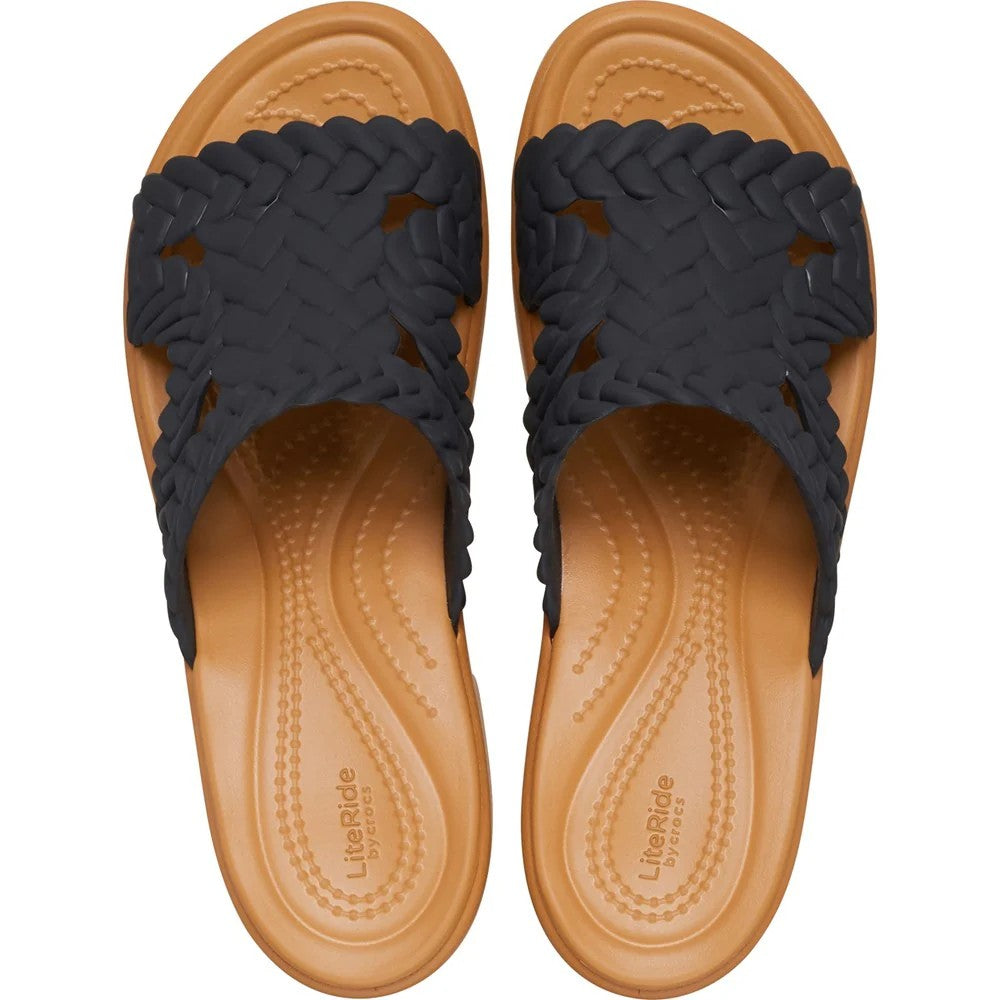 Black - Close up - Crocs Womens-Ladies Brooklyn Block Heel Mules
