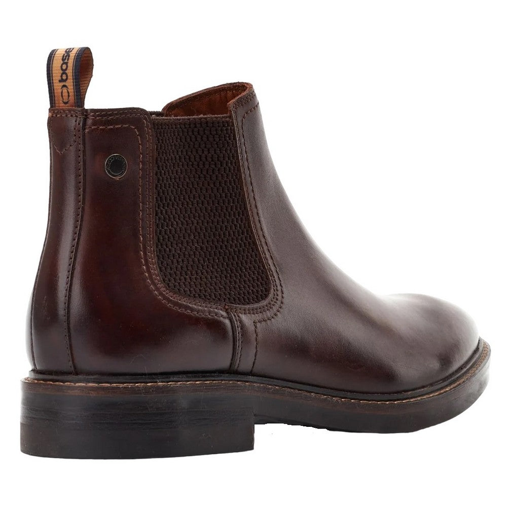 Dark Brown - Back - Base London Mens Portland Leather Chelsea Boots