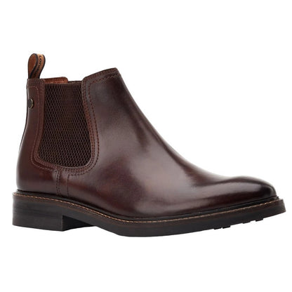 Dark Brown - Front - Base London Mens Portland Leather Chelsea Boots