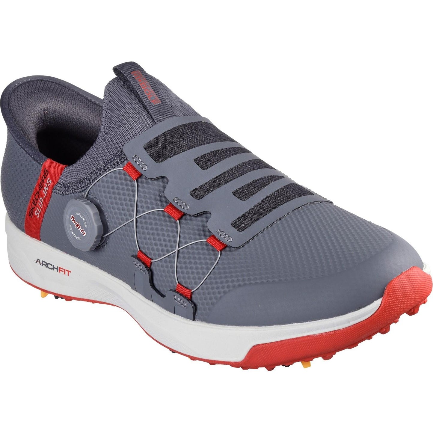 Charcoal-Red - Front - Skechers Mens Go Golf Elite Vortex Slip-on Golf Shoes