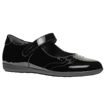 Black Patent - Front - Geox Girls J Iberide A School Shoes