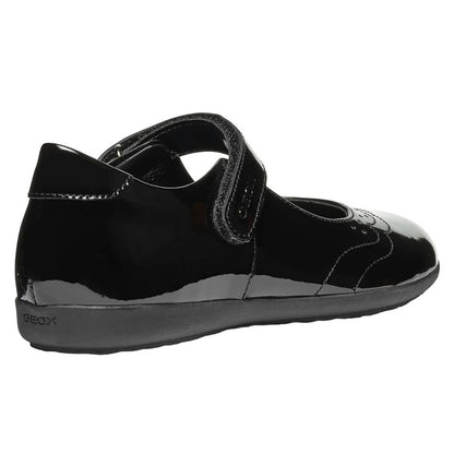 Black Patent - Back - Geox Girls J Iberide A School Shoes
