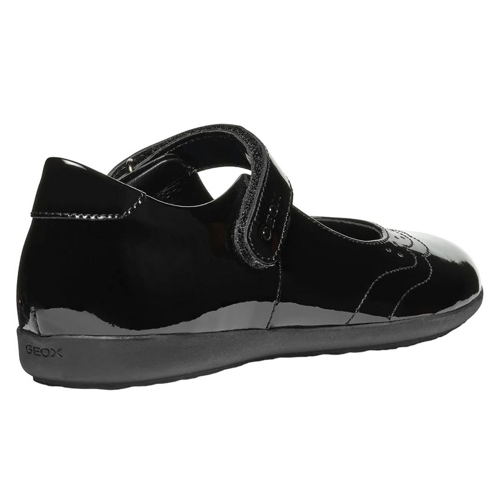 Black Patent - Back - Geox Girls J Iberide A School Shoes