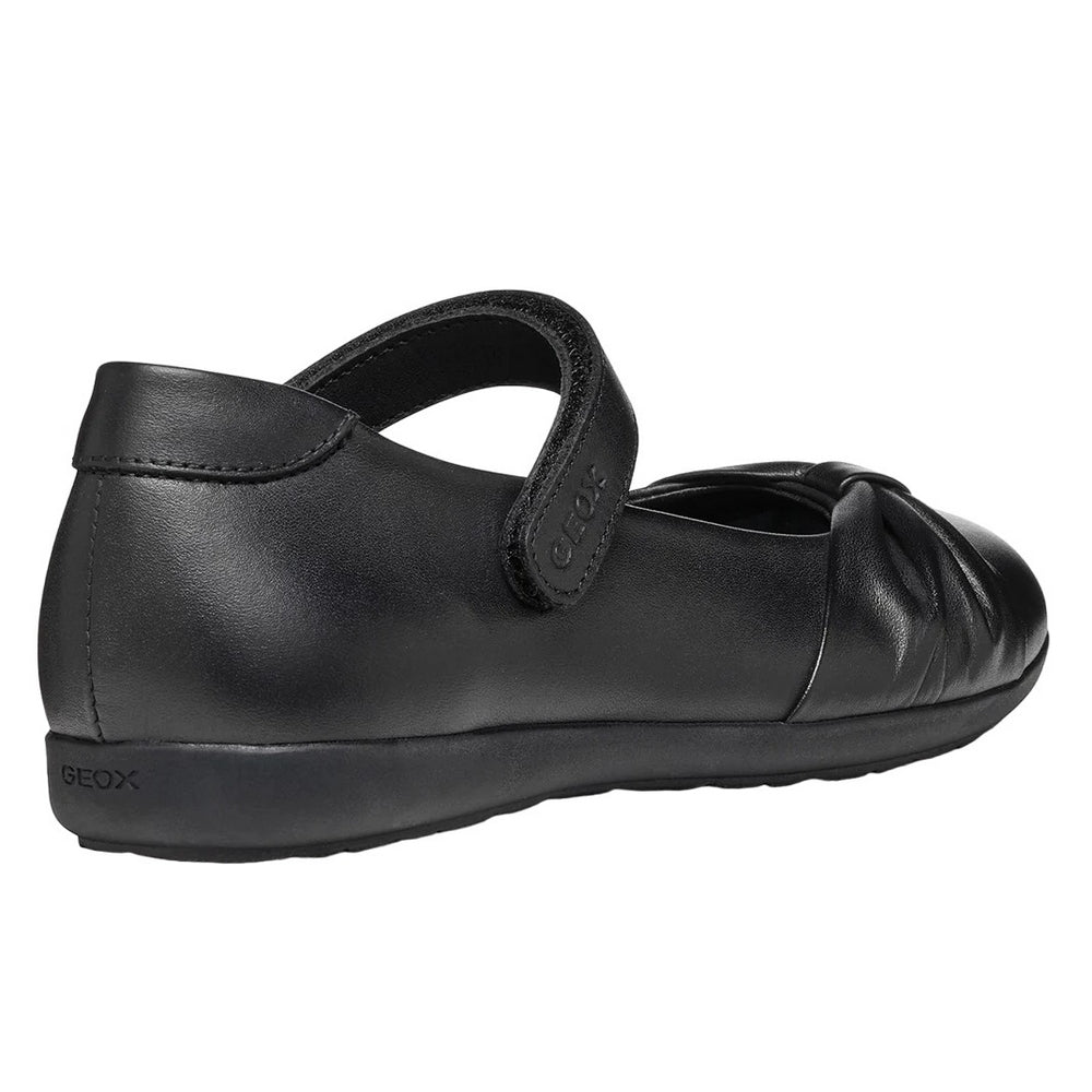 Black - Back - Geox Girls J Iberide F Leather School Shoes
