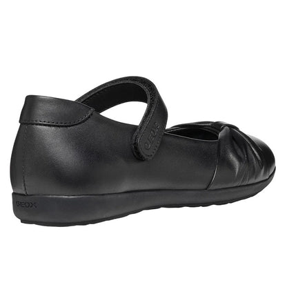 Black - Back - Geox Girls J Iberide F Leather School Shoes