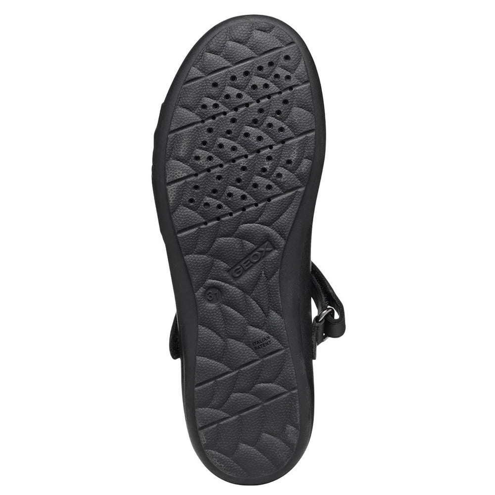 Black - Side - Geox Girls J Iberide F Leather School Shoes