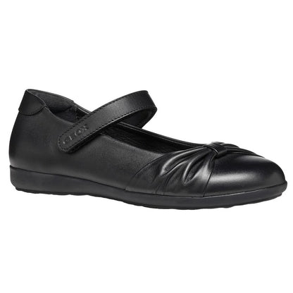 Black - Front - Geox Girls J Iberide F Leather School Shoes