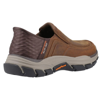 Dark Brown - Back - Skechers Mens Respected Elgin Leather Shoes