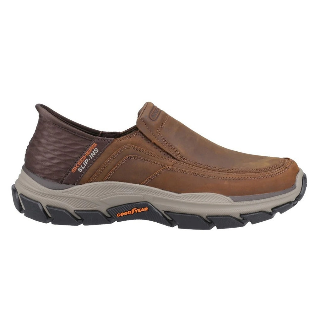 Dark Brown - Side - Skechers Mens Respected Elgin Leather Shoes