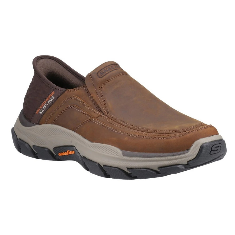 Dark Brown - Front - Skechers Mens Respected Elgin Leather Shoes