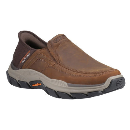 Dark Brown - Front - Skechers Mens Respected Elgin Leather Shoes