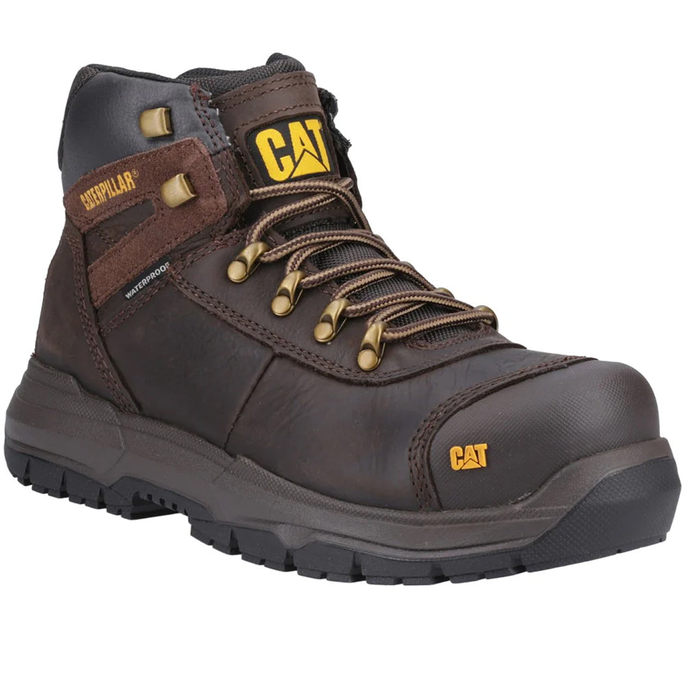 Brown - Front - Caterpillar Unisex Adult Pneumatic 2.0 Leather Safety Boots