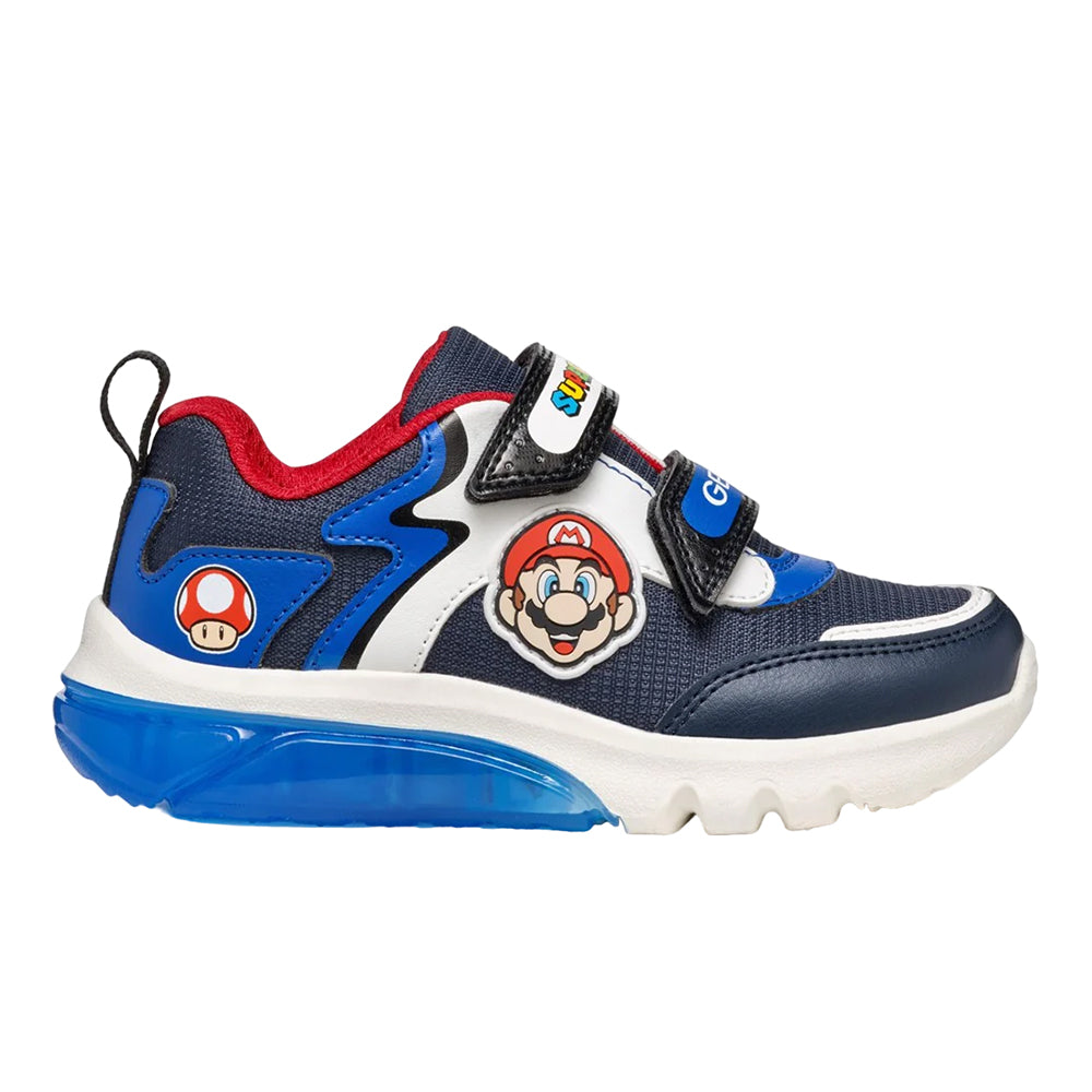 Navy-Royal Blue - Side - Geox Boys J Ciberdron E Super Mario Trainers