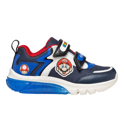 Navy-Royal Blue - Side - Geox Boys J Ciberdron E Super Mario Trainers