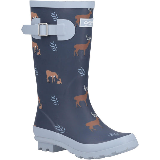 Navy - Front - Cotswold Childrens-Kids Woodland Deer Wellington Boots