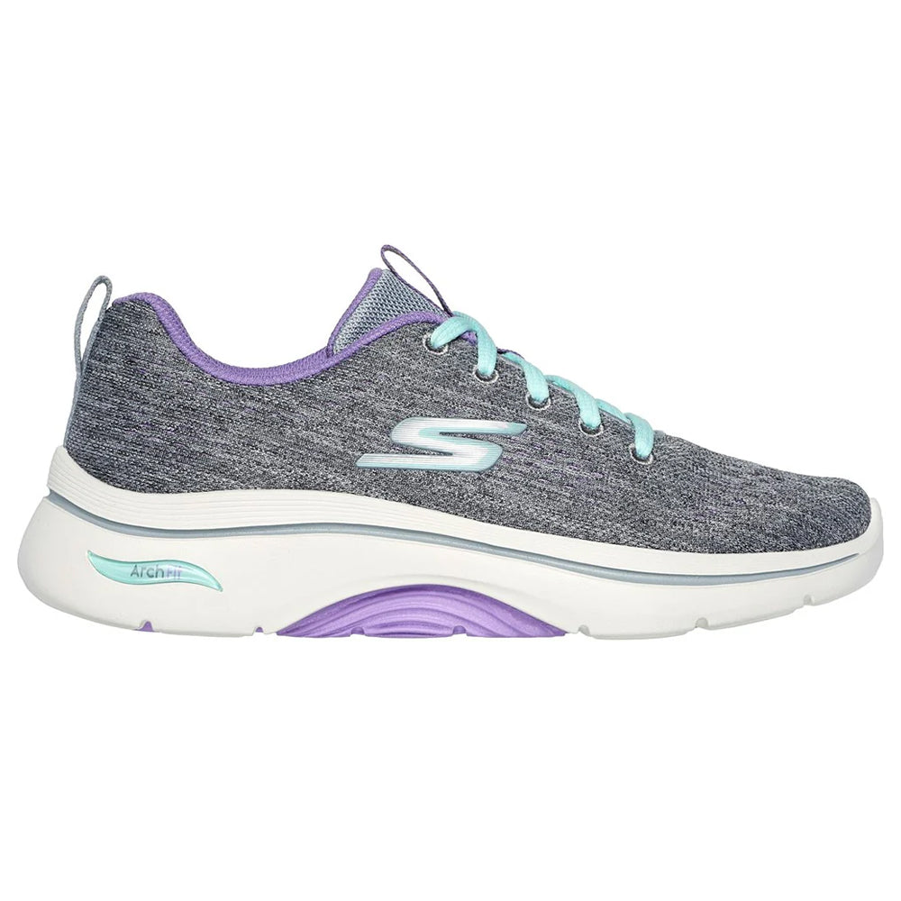 Grey-Lavender - Side - Skechers Womens-Ladies Go Walk Arch Fit 2.0 Vivid Sunset Trainers