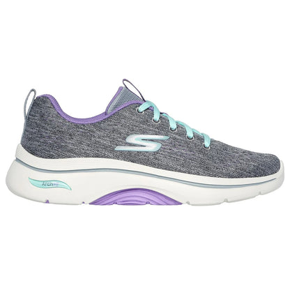 Grey-Lavender - Side - Skechers Womens-Ladies Go Walk Arch Fit 2.0 Vivid Sunset Trainers