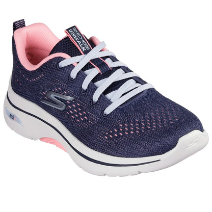 Navy-Hot Pink - Front - Skechers Womens-Ladies Go Walk Arch Fit 2.0 Vivid Sunset Trainers
