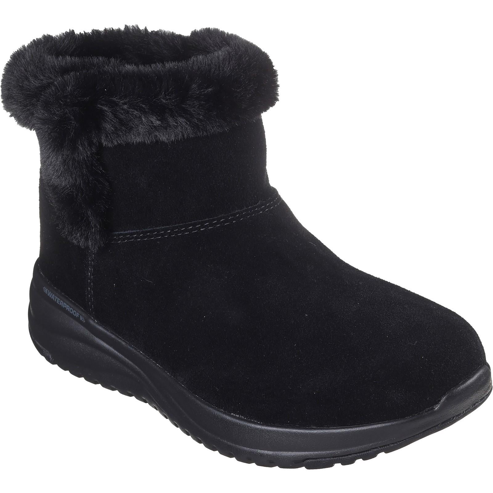 Black - Front - Skechers Womens-Ladies On The GO Stellar Suede Waterproof Ankle Boots