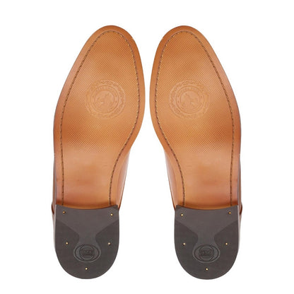 Tan - Lifestyle - Base London Mens Script Washed Leather Oxford Shoes
