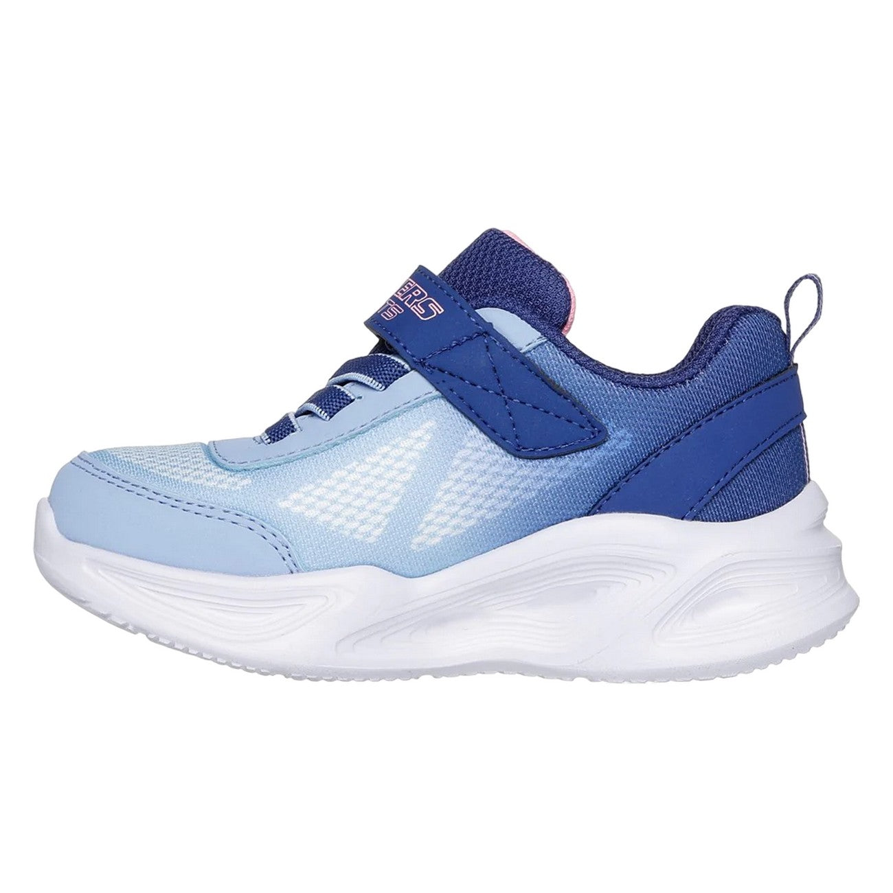 Navy-Light Blue - Pack Shot - Skechers Girls Sola Glow Trainers
